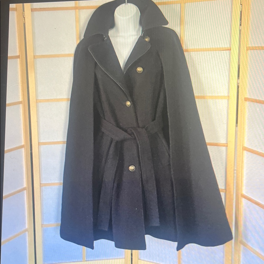 Banana Republic Black Wool Cape - Picture 2 of 12